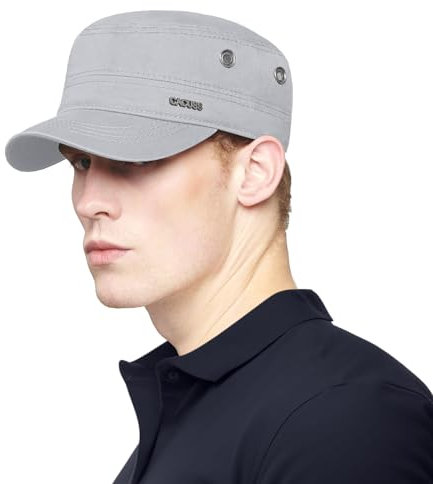 CACUSS Herren Baumwolle Vintage Army Kappe Cadet Hat Military Flat Top Verstellbare Baseballmütze Sommer Trucker Hut