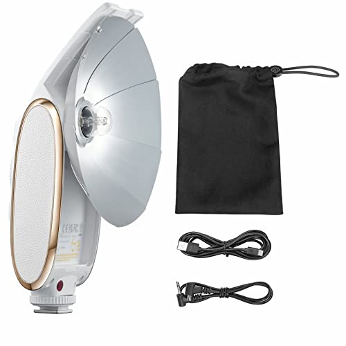 Godox Lux Senior Retro-Kamerablitz GN14 6000 K ± 200 K 28 mm Brennweite Automatische und manuelle Blitzmodi 1/1-1/64 Blitzleistung für Canon Nikon Sony Fujifilm Olympus Blitzschuhkameras(Weiß)