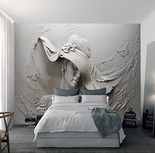 Carta Da Parati 3D Stile Cammeo Donna Elegante In Gesso Carta Da Parati Camera Letto Moderna Fotomurali 3D Gigante Murale Decorazione