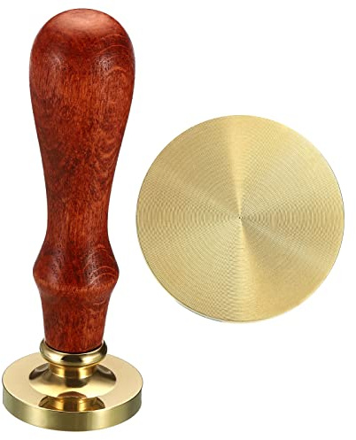 PATIKIL 30mm Runde Leer Wachssiegel Stempel Abnehmbar Messing Kopf | Ohne Schnitzerei Holzern Handgriff Retro für Umschlag Einladung Wein Verpacken Geschenk Verpackung