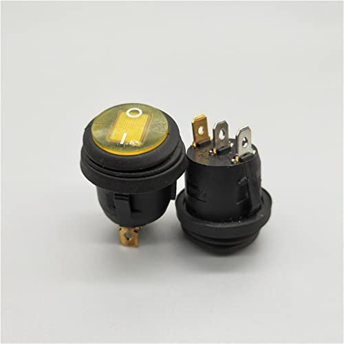 Interrupteur à Bascule 1 pièces KCD1-105N 2/3 Broches Marche/arrêt SPST Interrupteur à Bascule étanche Voiture Bateau lumière LED Interrupteur Rond (Color : Giallo, Size : 220V)