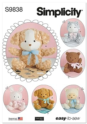 SIMPLICITY SS9838OS Animales de peluche y manta por Elaine Heigl Designs OS (talla única)