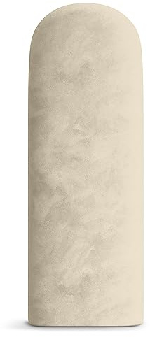 Muralo Stoppad sänggavel, oval väggkudde, huvudgavel/väggpanel, för sovrum och vardagsrum, modern och lyxig panel med stoppning, 30 x 60 cm, gräddvit