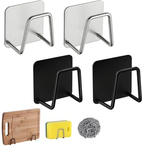 Thgtao Schwammhalter Selbstklebend küche Schwammhalter sponge holder Praktisches Küche Spülbecken-Zubehör haushaltshelfer Küche Wasserdicht Haken für Spüllappen 4 Stücke