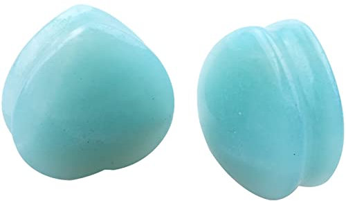 KnBoB 2 Stück Tunnel Ohr Männer 25MM Stein Blau Herz Flesh Tunnel Piercing Expander Damen Ear Tunnel