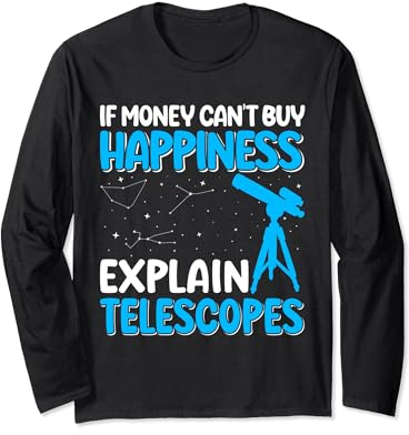 Teleskop Nachthimmel Uhr Sterne Astronomie Liebhaber Langarmshirt