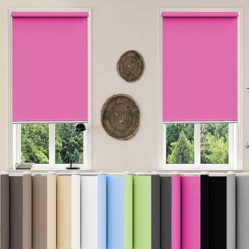 Fensterrollo Rollo 105 x 180 cm Hitzeschutz, Sichtschutz, Ohne Bohren Rollos Hitzeschutz für Fenster und tür, Rosa