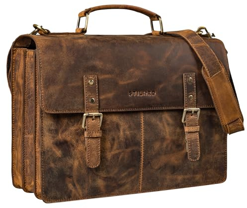 STILORD Bernd Aktentasche Herren Leder 15,6 Zoll Laptoptasche Umhängetasche Vintage Dokumententasche Arbeitstasche Groß für Business Uni Farbe:sepia - braun