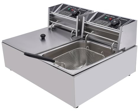 5000W Friteuse électrique professionnelle en acier inoxydable Electric Deep Fryer 12L Commercial Stainless Steel Restaurant Fry basket,Convient aux restaurants, aux snack-bars et aux hôtels