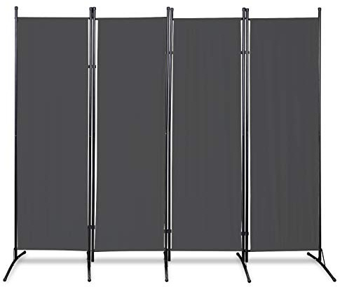 Herrselsam Paravent, Raumteiler klappbar freistehend Sichtschutz, Trennwand 200 x 170 cm, Raumtrenner Umkleide Sichtschutz Stellwand für innen Outdoor Garten Balkon Terrasse, Anthrazit