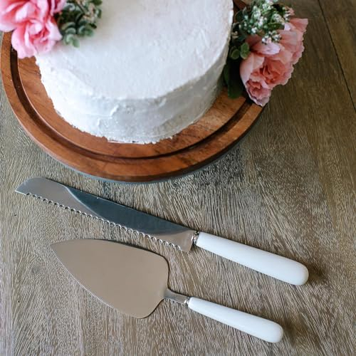 RPixc Hochzeitstortenmesser und Tortenheber Set | Hochzeitstortenmesser-Set mit Keramikgriff | Multifunktionaler Tortenheber und Messer Set