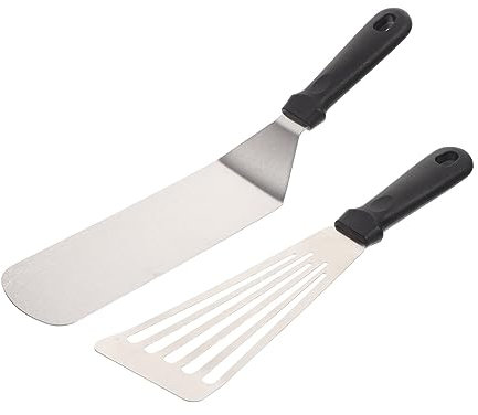 ORFOFE 2pièces Spatule De Barbecue Inoxydable De Ustensiles De Cuisine Professionnels Pour Griddle Et Grill Outils De Cuisson Antidérapants Pour Steak Et Aliments