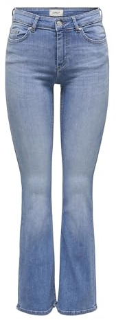 ONLY Femme Onlblush MW Back Pock Fla Tai222 Dnmnoos Jean Évasé, Medium Blue Denim, M EU
