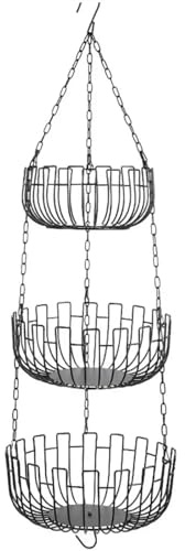 HLHLOP777 Frutero Cesta Colgante de Frutas y Verduras de 3 Niveles Resistente, Soporte for Cesta de Frutas Colgante de Hierro, decoración de Ahorro de Almacenamiento, Negro Canasta de Frutas
