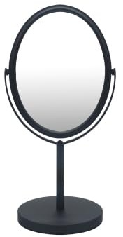 Indecor Home Free Standing Double Sided Metal Mirror, Oval, Matte Black