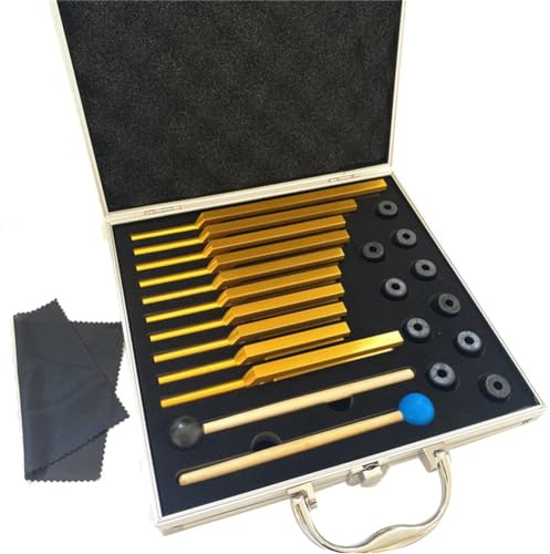 Pluuttiem 10-Teiliges Stimmgabel-Set, Stimmgabeln Zur Chakra-Klangtherapie Zur Heilung, Halten Sie Den Körper Goldfarben