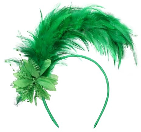 MWOOT Feder Haarschmuck Haarreif, 1920er Fascinator Kopfschmuck für Damen, Feder 20er Jahre Stirnband mit Künstlichen Blumen für Karneval Cocktail Hochzeit Tee-Party Accessoires