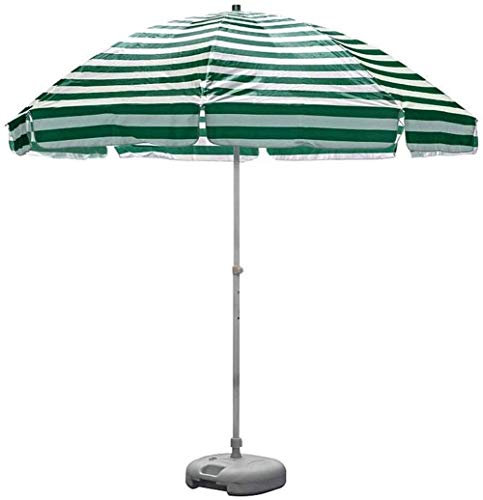 Ombrellone da giardino da esterno 2 m a righe ombrellone da spiaggia 50+ ombrellone portatile da giardino per esterni con 8 stecche robuste e manovella buona, Strisce verdi e bianche., A