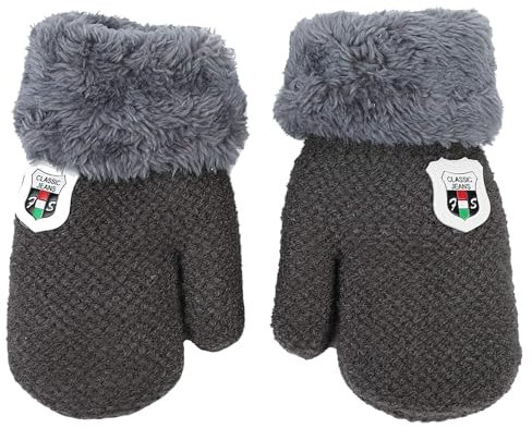 HLYWEI 1-3J Baby Winter Handschuhe Kinder Gestrickte Fäustlinge Warm Verdickte Kinderhandsche Fausthandschuh mit Schnur Outdoor Weich Winterhandschuhe Skihandschuhe Handwärmer für Jungen Mädchen
