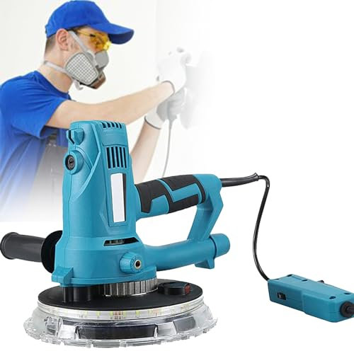 HSWOYEA Tellerschleifer, Trockenbauschleifer mit integriertem Absaugsystem, unterstützt Staubsaugen und LED-Beleuchtungssysteme, Der Schleifer zum Schleifen von Decken und Wänden,Sander+100SandPad