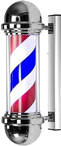 ZSLBGUYIAD Poste de luz LED para barbería, Poste de luz LED para barbería de 20 Pulgadas, Estilo clásico, Tiras LED giratorias Rojas, Blancas y Azules, Poste de Letrero para peluquería y barbería