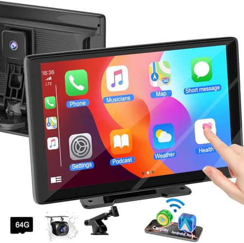 10.1 Wireless Car Play Screen for Larger Vehicles, for Apple Car Play&Android Auto,with 4K Front Dash Cam,1080P Backup Camera,GPS Navigation,Voice Control,Mirror Link Bluetooth for SUVs, Trucks, Vans