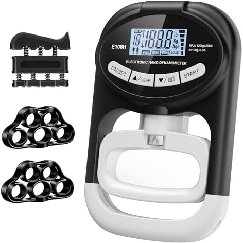 Electronic Grip Strength Tester with Adjustable Hand Dynamometer, 400lbs/180kg Digital Hand Gripper Set with LCD Display – Precision Rehab & Fitness Training for Home, Gym, Sports