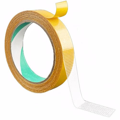 Double Sided Fabric Tape Heavy Duty for Clothes,0.78 in x 32.8FT Long Clear Tape High Stickiness Multifunctional Carpet Fabric Fabric Double Adhesive Strong without Residual with Fiberglass Mesh Tape
