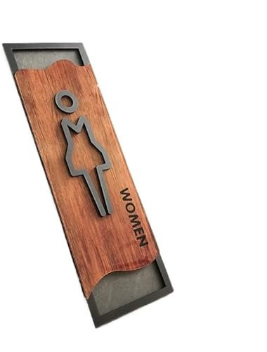 Toalettskylt imitation trä toalettskylt sovrum badrum dörrskyltar WC väggklistermärke tvättstuga skylt adressplatta för kontor hotell (8 x 25 cm A2)