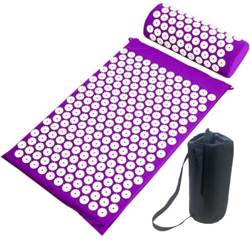 Akupressurmatte und Kissen mit Tasche Set 26 × 40,6 cm Akupressurmatten zur Linderung von Rücken-, Nacken- und Muskelschmerzen - Lila
