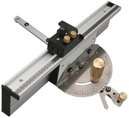 CJNQQJWS Precision Miter Gauge, with Miter Gauge Fence/Repetitive Cut Flip Stop, Miter Gauge Assembly with 60° Angled Ends, Router Table Saw Accessories, Fits Standard Miter Slot