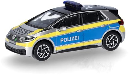 Herpa Modellauto VW ID. 3 Polizei Hamburg, Miniatur im Maßstab 1:87, Sammlerstück, Made in Germany, Modell aus Kunststoff