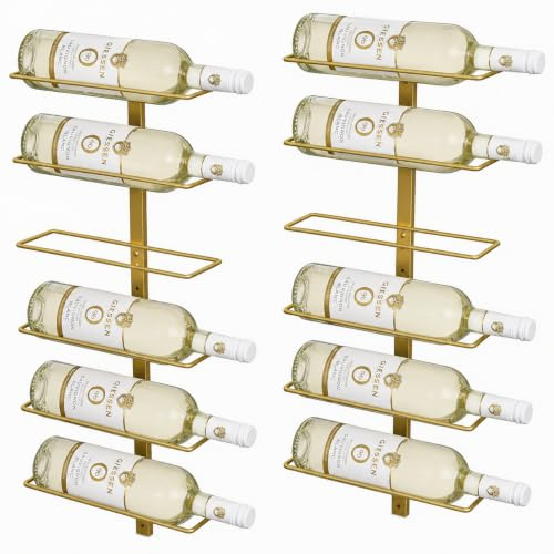 B4Life Wine Rack and Holder Wall Mounted 12 Bottles, Metal Hanging Mount Racks for Wall, Liquor, Champagne for Bottles Storage Home Bar, Cellar and Kitchen, Dining Room (Yellow, 12 Bottle)