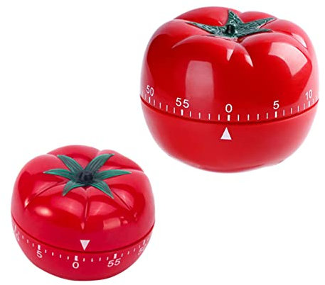 VICASKY 2pcs Mechanical Kitchen Cooking Timers Tomato Shape, Pp Material, Charming Design and Adorable Look, Convenient to Use for Cooking and Baking
