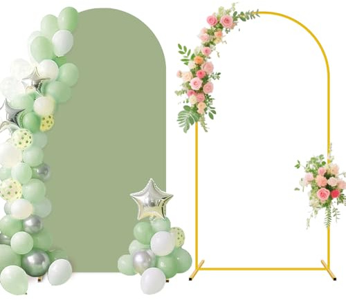 FUHSY Hellgrün Bogen Backdrop Stand mit Cover Set 2.2M Doppelseite Hochzeit Bogen Abdeckung Backdrops Abdeckung Backdrop für Hochzeit Party Dekor