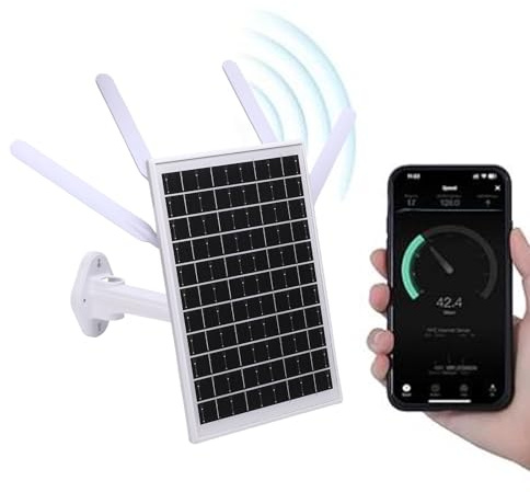 Bewinner Solenergin 4G LTE -modemrouter med WiFi 6 Extender, 12W Solpanel, 18000mAh Batteri, IP66 Vattenprov, 150 M Intervall, SIM -kortplats för Camping (Svarta antenner)