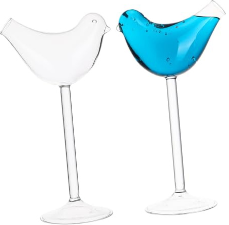 OUNONA 2 pezzi Bicchieri da Cocktail a Forma di Volatile in Vetro Trasparente dal Design Creativo per Bar e Casa Eleganti Bicchieri Martini Moderni per Feste e Occasioni Speciali