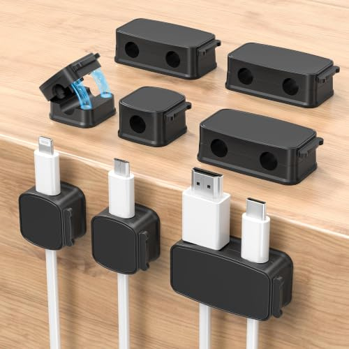 BASESAILOR 8Pack Magnetic Cable Tidy Clips,Cord Organizer Management Holder | Self Adhesive Phone Charger Wire Keeper for Desk,Nightstand,Charging Cables,Car,Desktop,Table,Home,Office,7mm