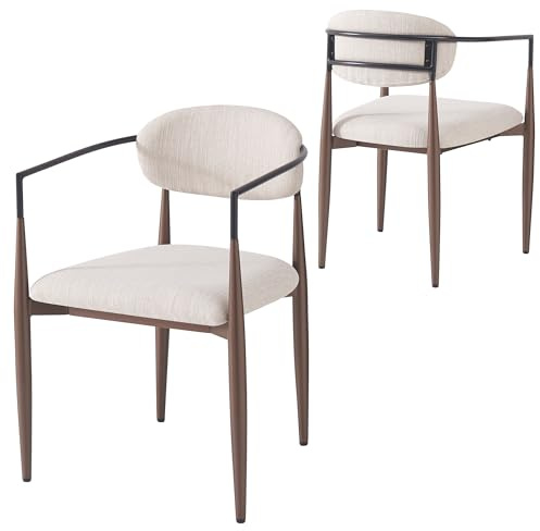 BXEYXE Juego de 2 sillas de comedor de lino de alta calidad, diseño ergonómico con pie ajustable