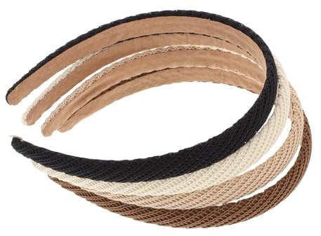 VILLCASE Lot de 4 Bandeaux de Spa pour Femmes, Larges, en Tissu Pelucheux, Taille Haute, pour Soins du Visage, Maquillage, Bain et Soin Peau, Couleurs Assorties Beige, Marron, Kaki, Noir