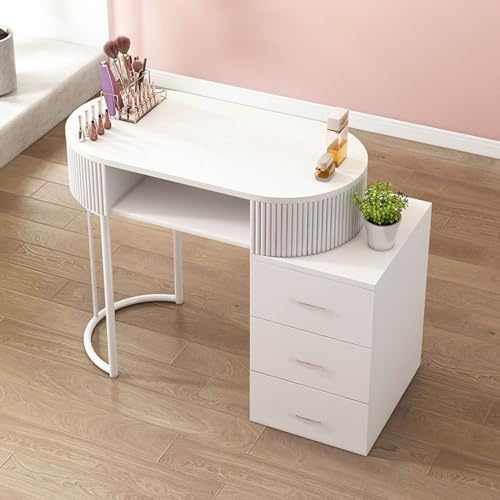 Mesa de manicura profesional con cajones y armario de almacenamiento para salón, spa, estación de trabajo