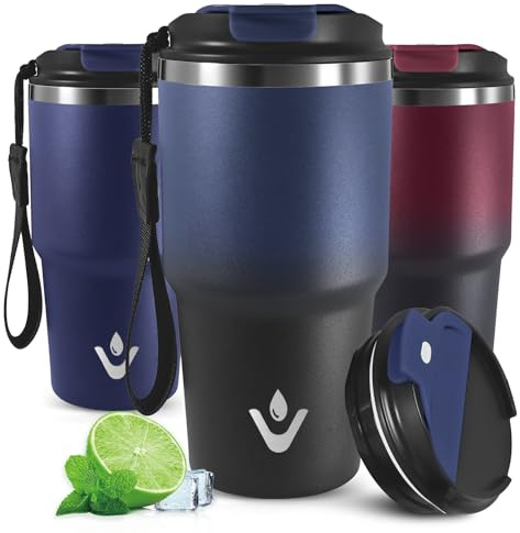 Mujigaga Vaso Termico 600ml, Vaso Termo Cafe para Llevar, Aislada al Vacío Taza Termica para Frío y Caliente, Antigoteo Taza Termo, Doble Pared Aislante, para Coche Camping, Oficina, Colegio