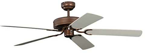 Ventilateur de plafond Pepeo Potkuri, sans éclairage, revêtement bronze antique, pâles de couleur blanc / osier