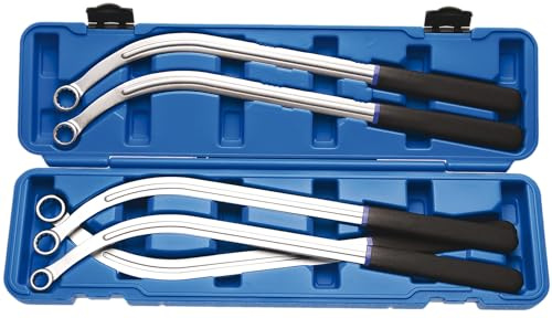SW-Stahl 10557L Keilrippenriemen-Spannschlüssel-Satz, 12-kant, 5-teilig | 520mm lang, Schlüsselweiten 13-19mm, Chrom-Vanadium, für Audi, VW & Ford, ideal bei Platzmangel durch 45° Kröpfung