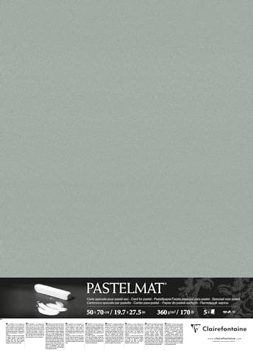 Clairefontaine 96157C Confezione Carta Pastelmat - 5 Fogli di carta Speciale per Pastelli secchi - 50x70 cm 360g - Verde Chiaro