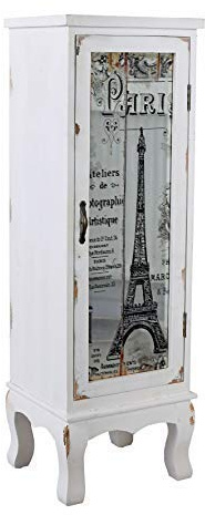 Armario de Columna Shabby Chic Armario parís Torre Eiffel Gabinete Cristal Palazzo Exclusivamente, 93 x 30 x 26 cm.