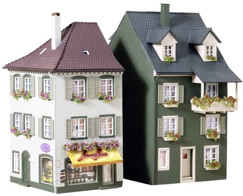 FALLER 2 case di città modellino con 207 pezzi 75 x 112 x 145 mm, 68 x 91 x 134 mm, accessori ferroviari H0 I Modelleisenbahn H0