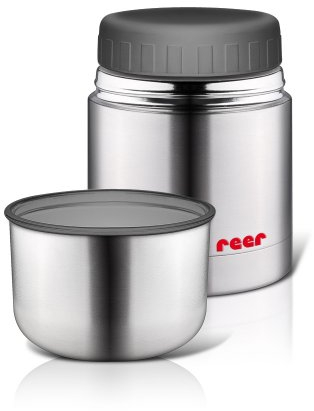 Reer 90430 - Edelstahl -Warmhaltebox für Nahrung mit Becher, 350ml, 1 Stück (1er Pack)