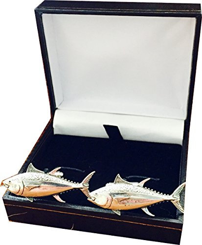 Herren-Manschettenknöpfe Thunfischangel-Emblem Zinn, antikes Design, mit Geschenkbox