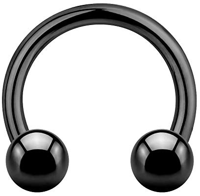 Treuheld® | 1,6 mm HUFEISEN Piercing Ring - SCHWARZ Stahl - 4 Größen - Kugeln zum Schrauben - Septum, Helix, Tragus, Nase, Lippe, Brust Augenbraue Ohr Intim usw - CBR Barbell Chirurgenstahl nickelfrei